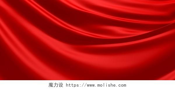 纯色红底红色背景红色丝绸绸缎布料纹理海报banner背景
